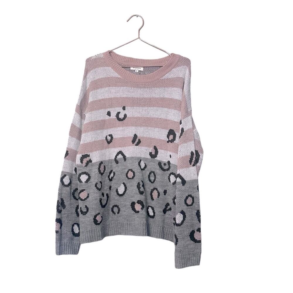 Andree by Unit striped leopard sweater size medium